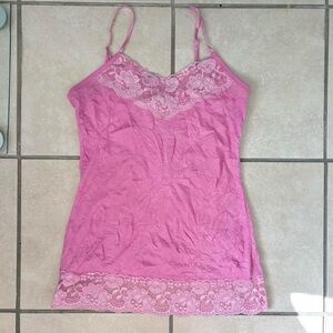 Pink Lace Trim Cami Top